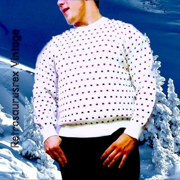 Vintage 1980's Antique White Men's Hipster Pullover Sweater,Large,Croft & Barrow - Picture 5 of 5